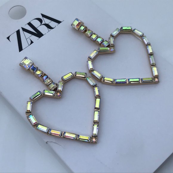 Zara Jewelry - Zara Women Earrings Heart shape Rhinestones Post G